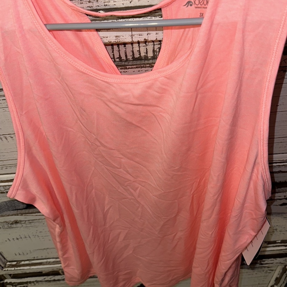 NWT ideology bright orange tank top with round neck and open around neck 3x - Picture 5 of 5